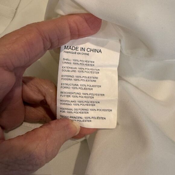 Club Monaco White Mini Dress Button Cuff Zip Back Textured Fit and Flare Size 00 - Picture 7 of 12